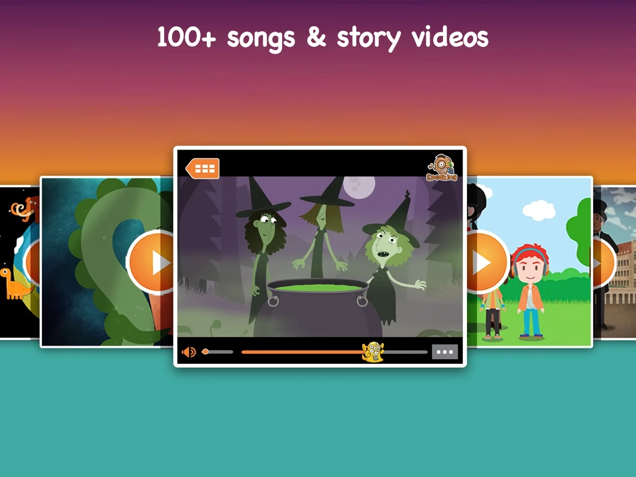 British Council Playtime App Store image showing animated song and story videos.